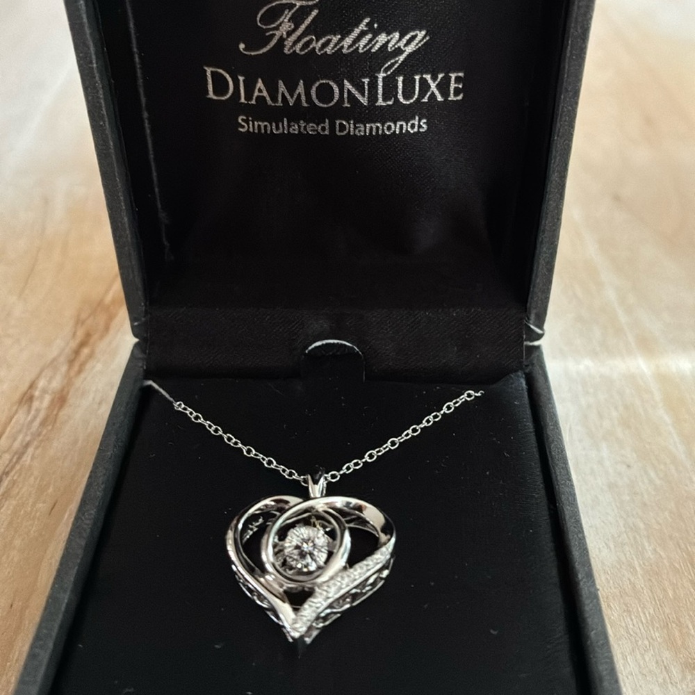 New Heart Necklace with simulated diamonds